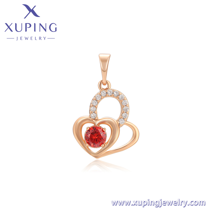 18K gold color plated environmental copper pendant with synthetic cubic zirconia and garnet, model X000687942, wholesale jewelry sample request