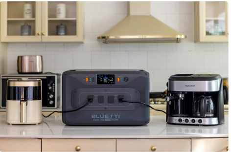 Home backup system powering essential devices during a flood outage