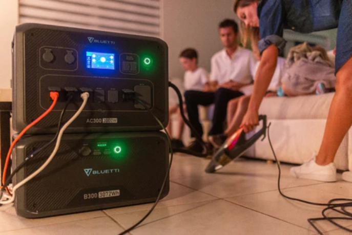 Home backup during power outage - BLUETTI power station powering refrigerator and lights