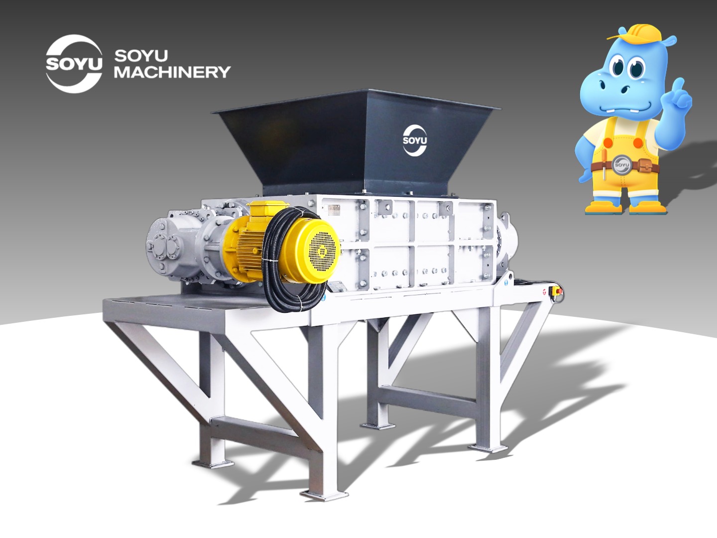 Double shaft shredder for OCC and paper mill waste, configured as part of a dry pulping line