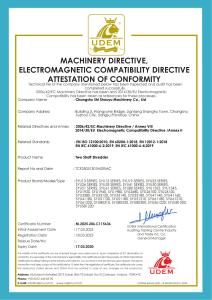 CE Certificate for Double Shaft Shredder