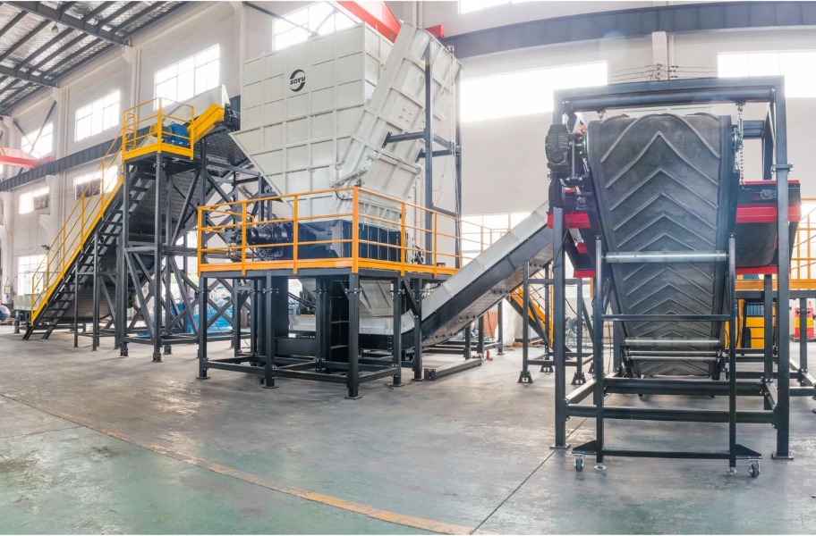 Aluminum scrap shredding and recycling machine used for metal recovery