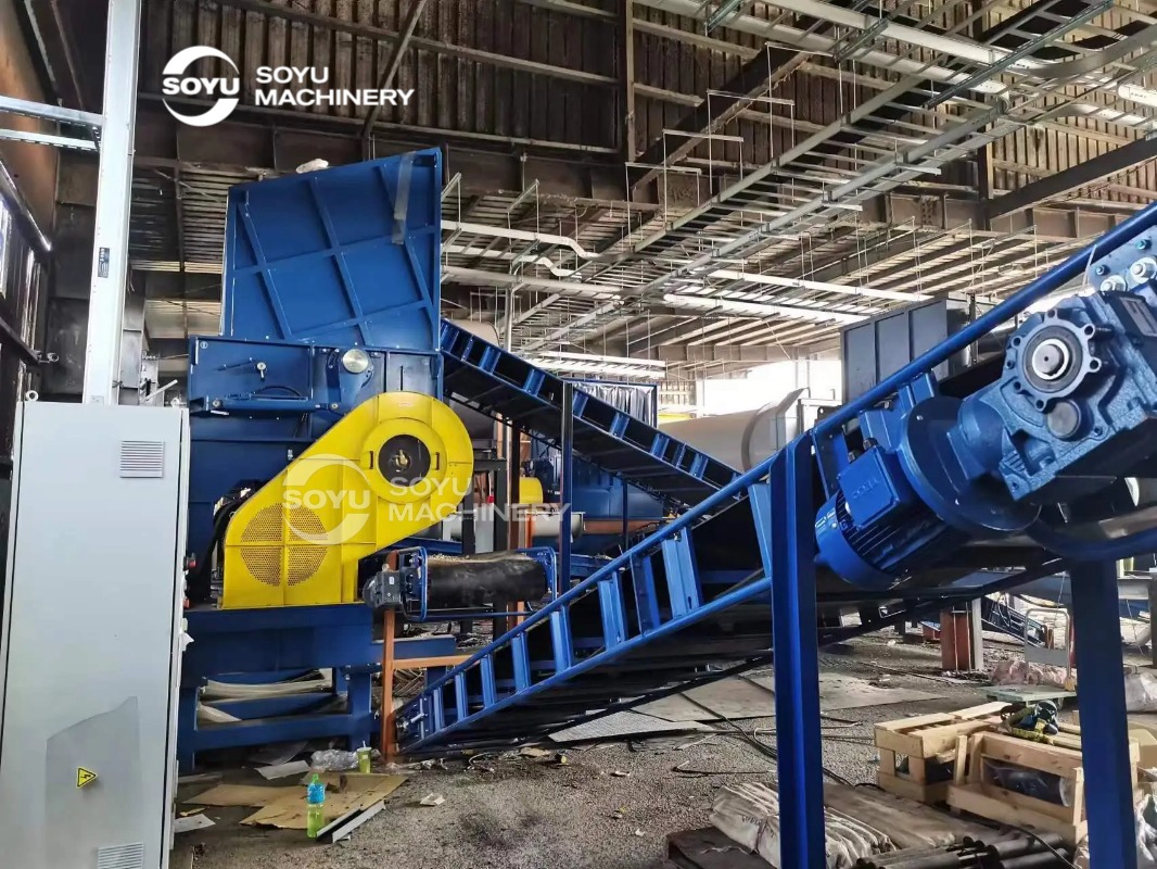 RDF shredding line in operation at a waste-to-energy facility