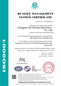 ISO9001 Quality Management System Certificate
