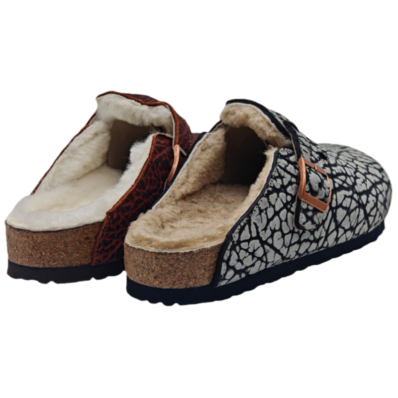 Cork clog with wool lining top view