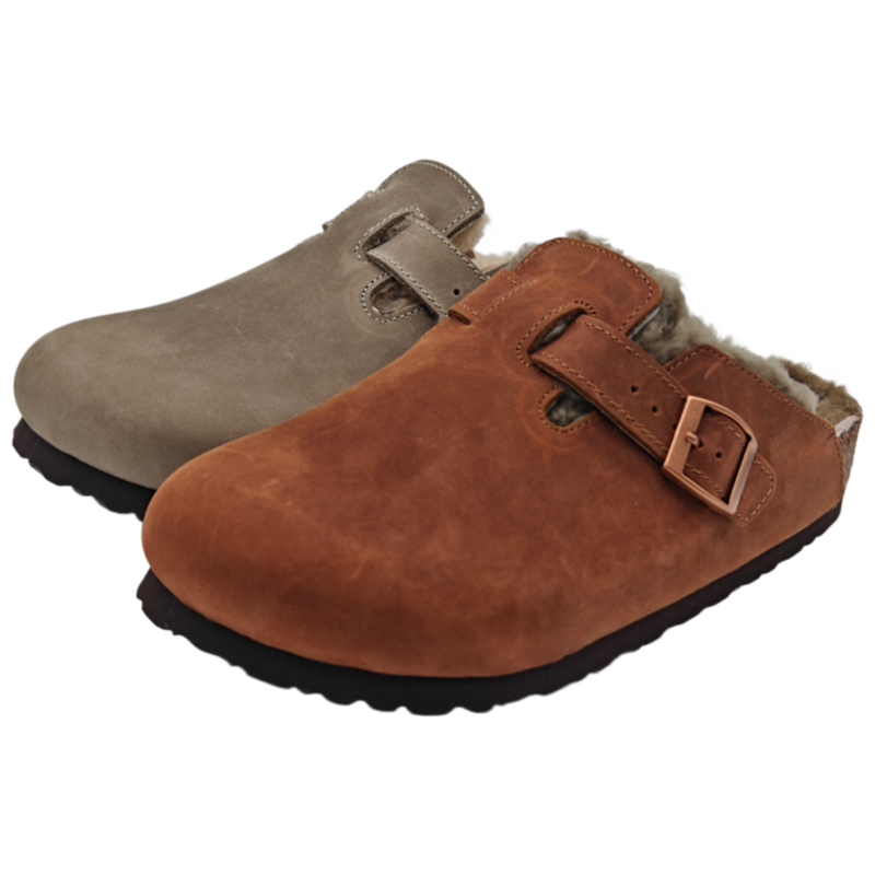 Wool-lined winter cork clog model CS04 side view