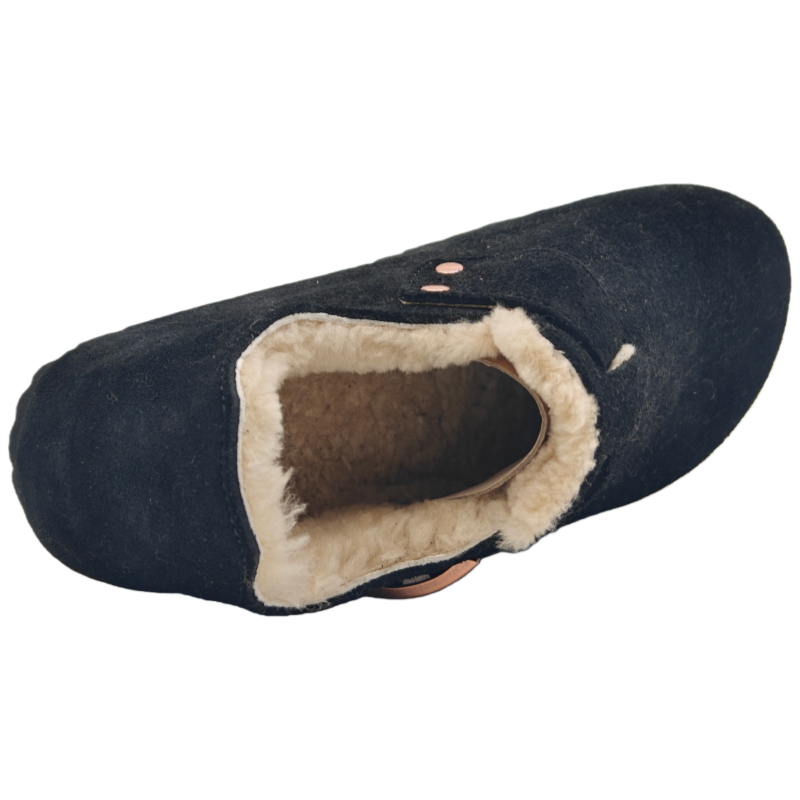 Wool-lined cork shoe top view showing cozy footbed