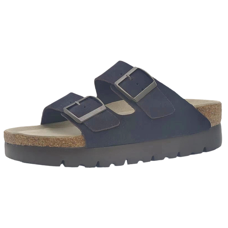 CS08 Wide-Fit Cork Sandal - side view showing thick latex cork midsole