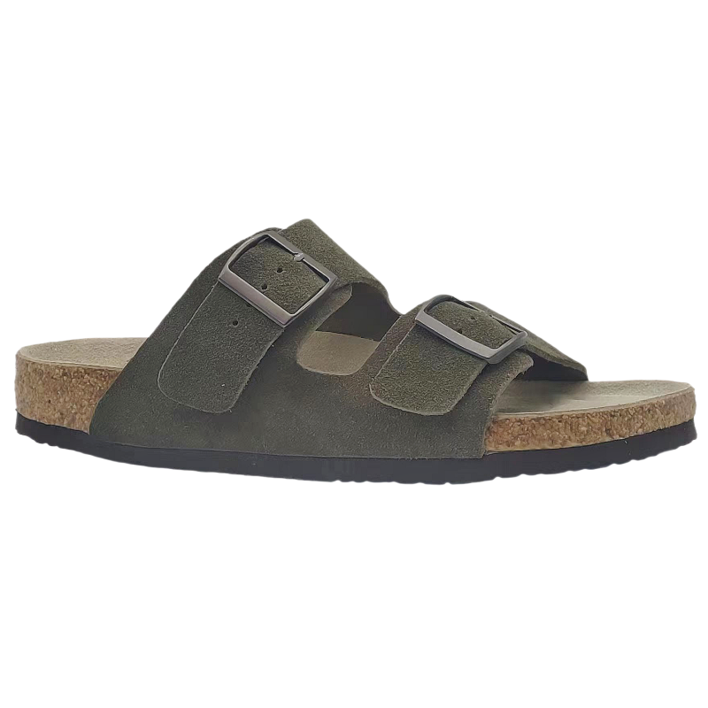 CS08 Cork Sandal with custom bottom pattern - top view showing straps