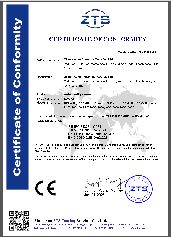 Water Quality Sensor CE Certificate