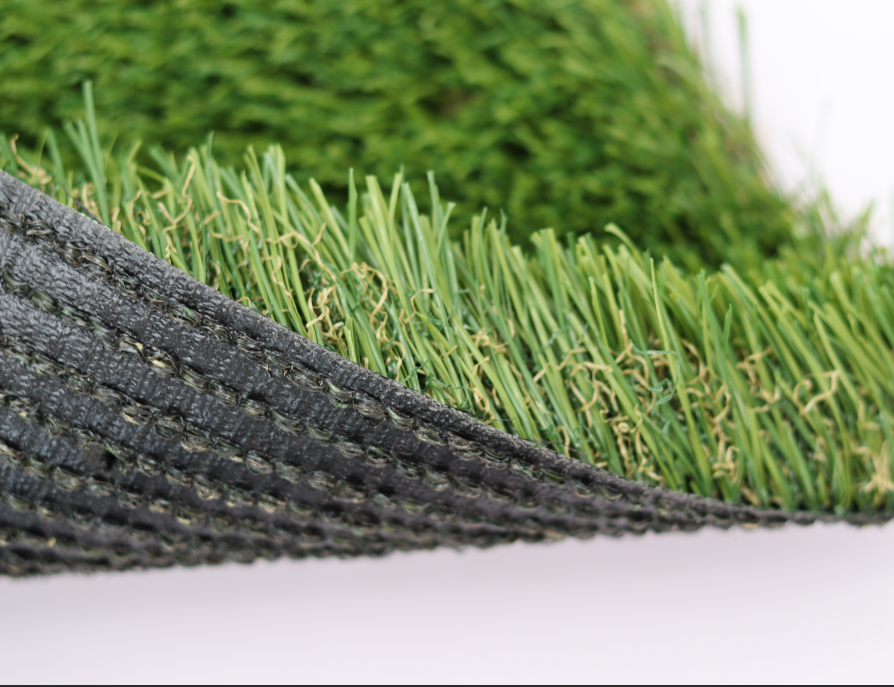 Side-by-side comparison of natural grass and artificial turf