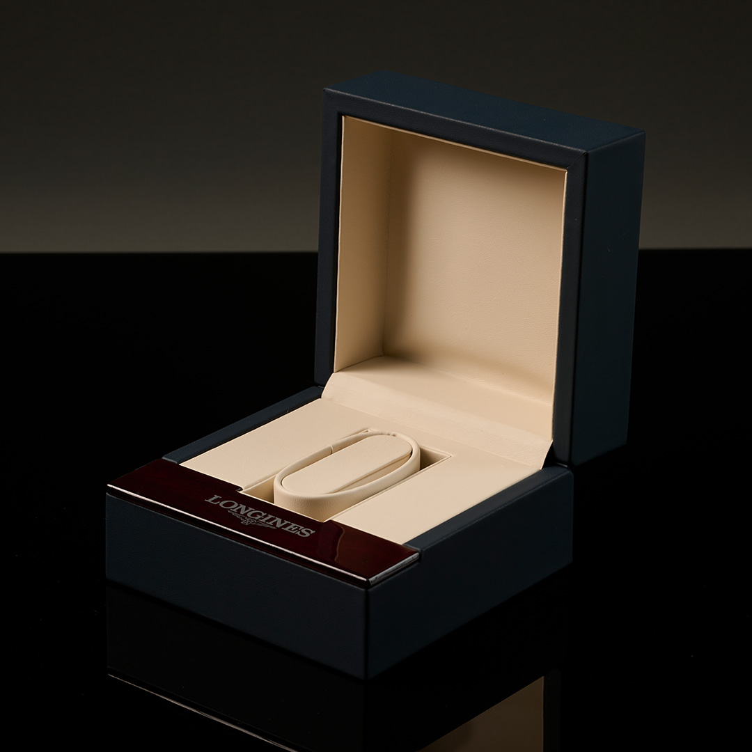 Longines watch rigid box packaging, an example of a brand packaging project