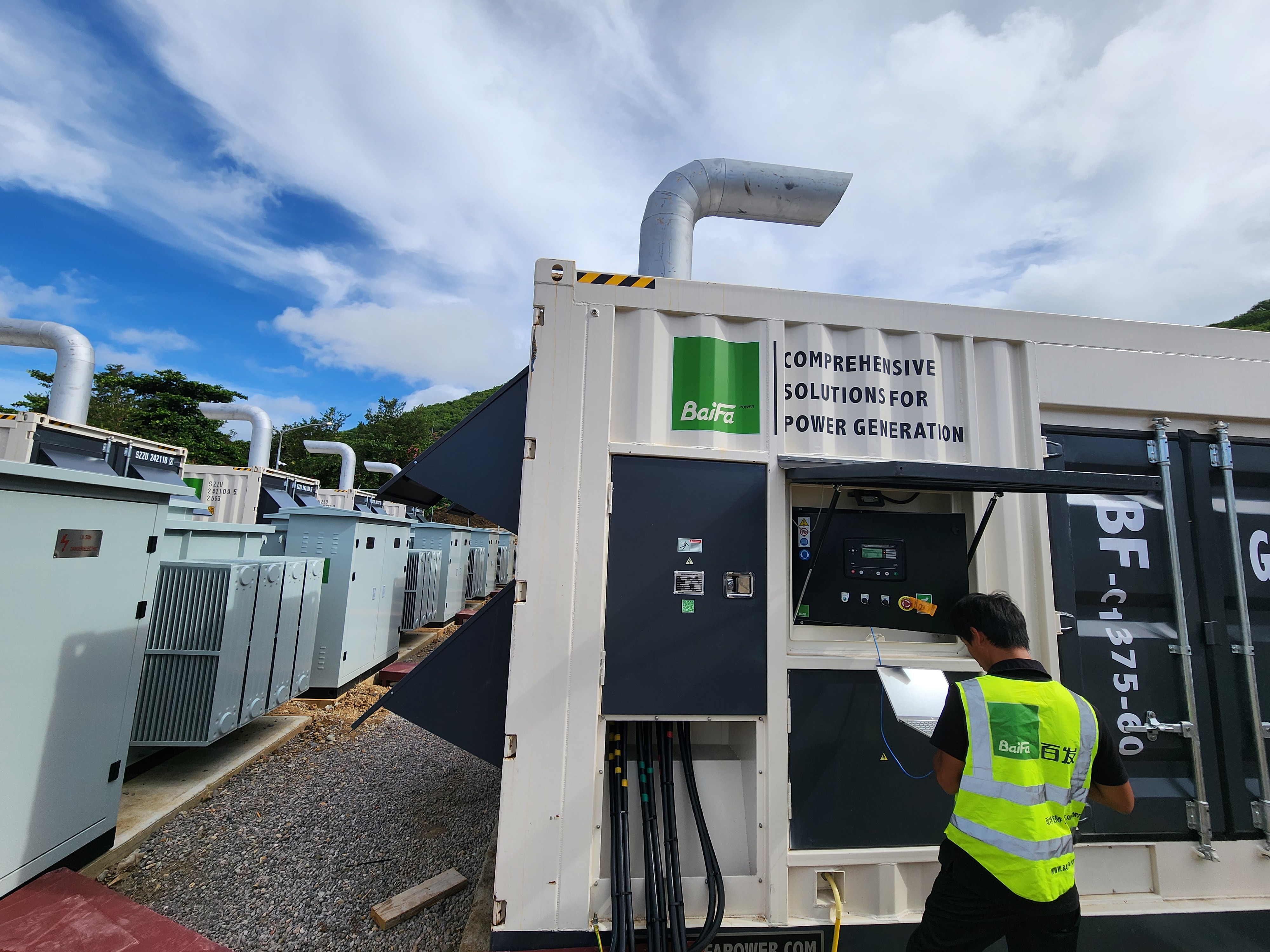 Baifa engineers installing and commissioning generator sets on site