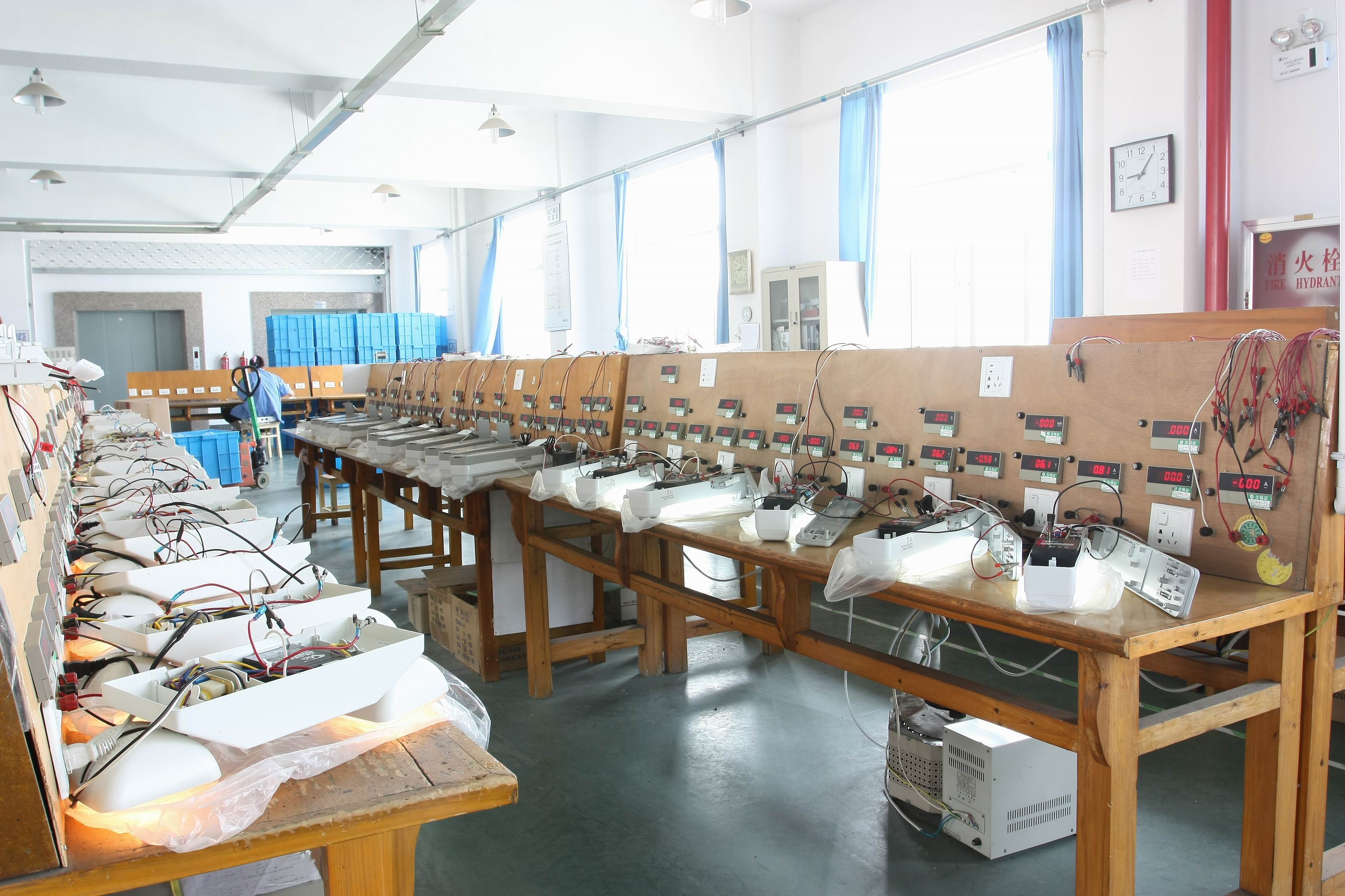 Final product quality inspection for emergency lights at JIMING factory
