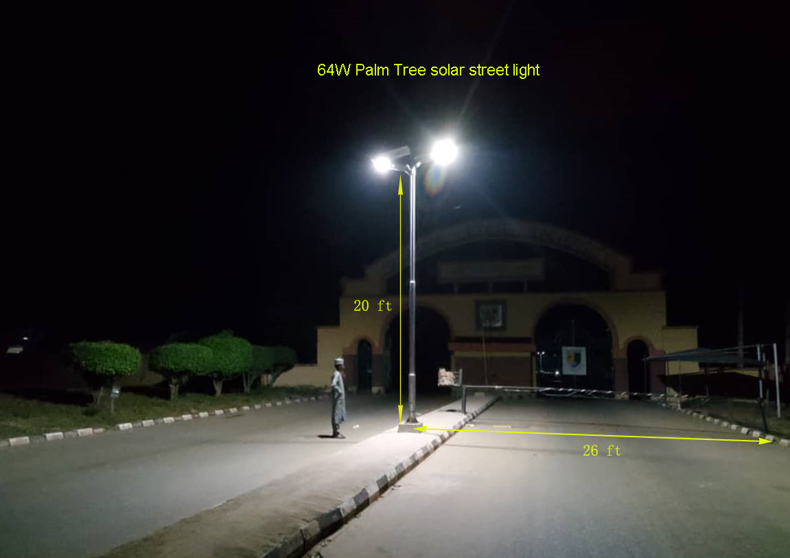 Palm Series 64W Foldable All-in-One Solar Street Light Nigeria project night