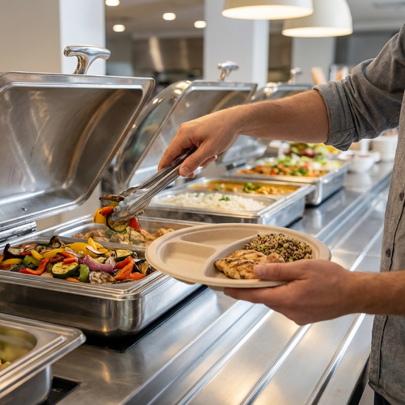 Bagasse Three-Compartment Plate