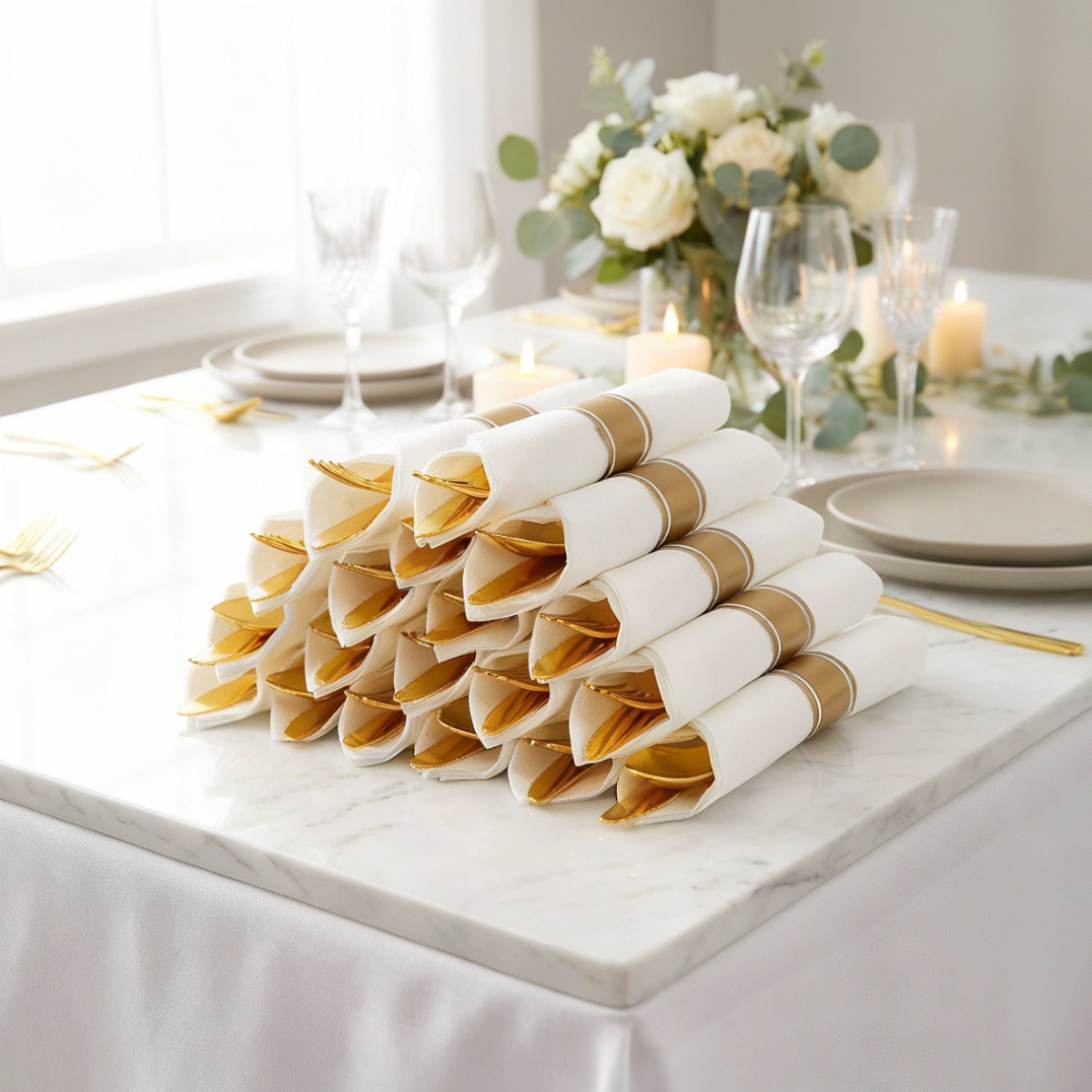 Pre-rolled plastic cutlery