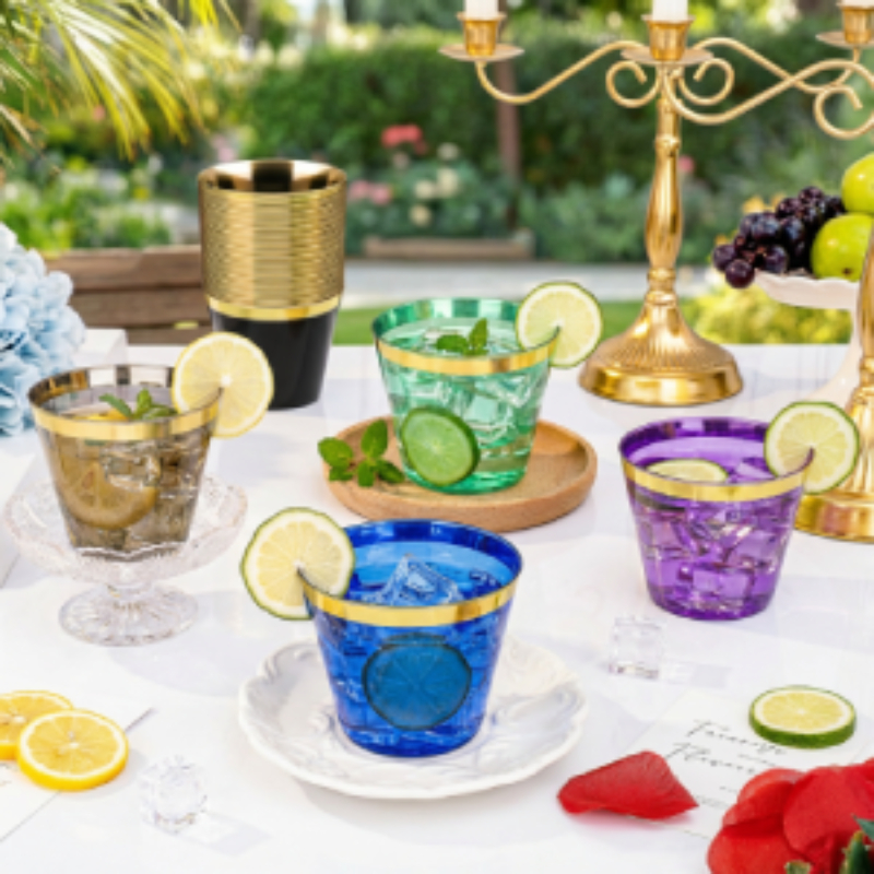 Tinted Plastic Tumblers 12oz 14oz transparent colored set for pool party