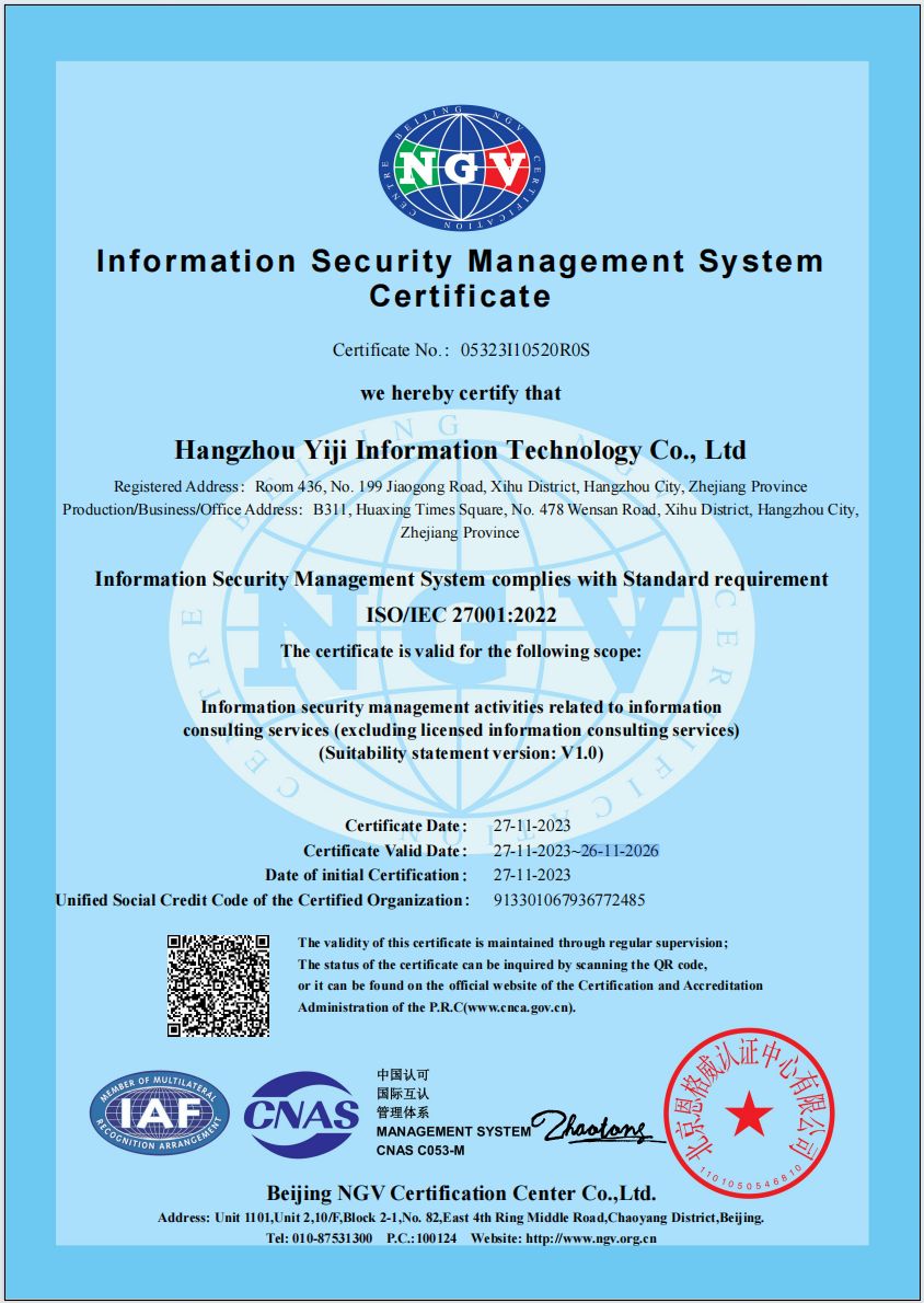 ISO 27001 Certificate