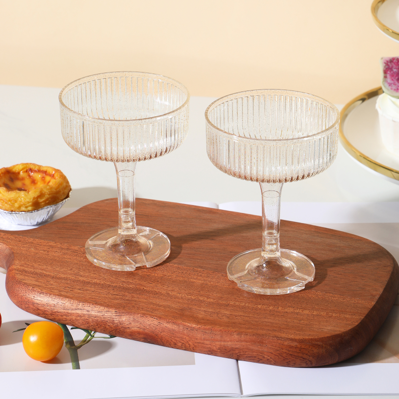 Plastic ribbed stem coupe cup alternative view