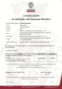 ATTESTATION of conformity with European Directives