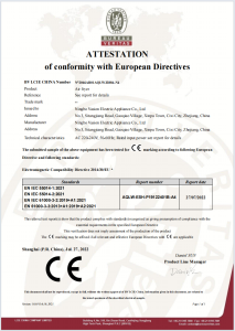 ATTESTATION 
of conformity with European Directives