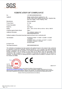 VERIFICATION OF COMPLIANCE