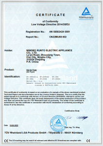 CERTIFICATE
of Conformity
Low Voltage Directive 2014/35/EU