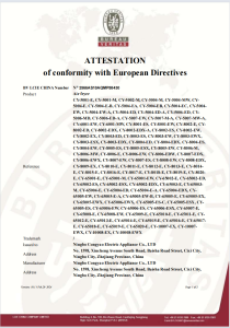 ATTESTATION 
of conformity with European Directives
