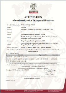 ATTESTATION 
of conformity with European Directives
