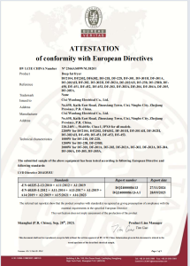 ATTESTATION 
of conformity with European Directives