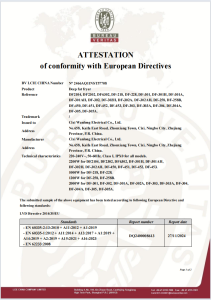 ATTESTATION 
of conformity with European Directives
