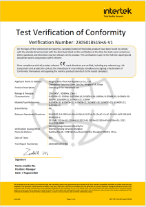 Test Verification of Conformity
