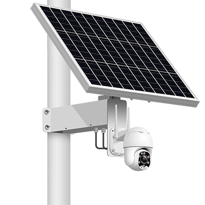 40W 4G solar CCTV camera front view with 2MP dome lens