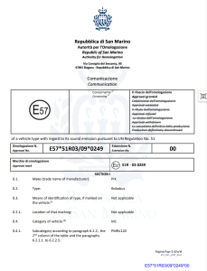 UNECE R51 Vehicle Noise Emission Type Approval Certificate