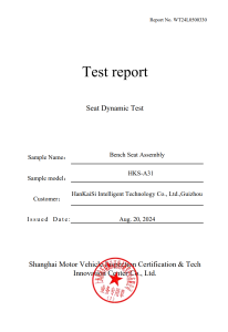 UN R17 Seat Strength & Anchorage Test Certificate