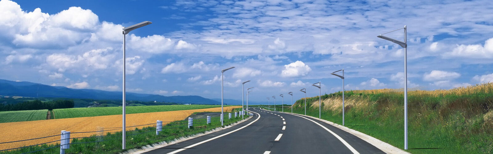 Palm Series 100W Foldable All-in-One Solar Street Light installed for Rural Road in Malaysia