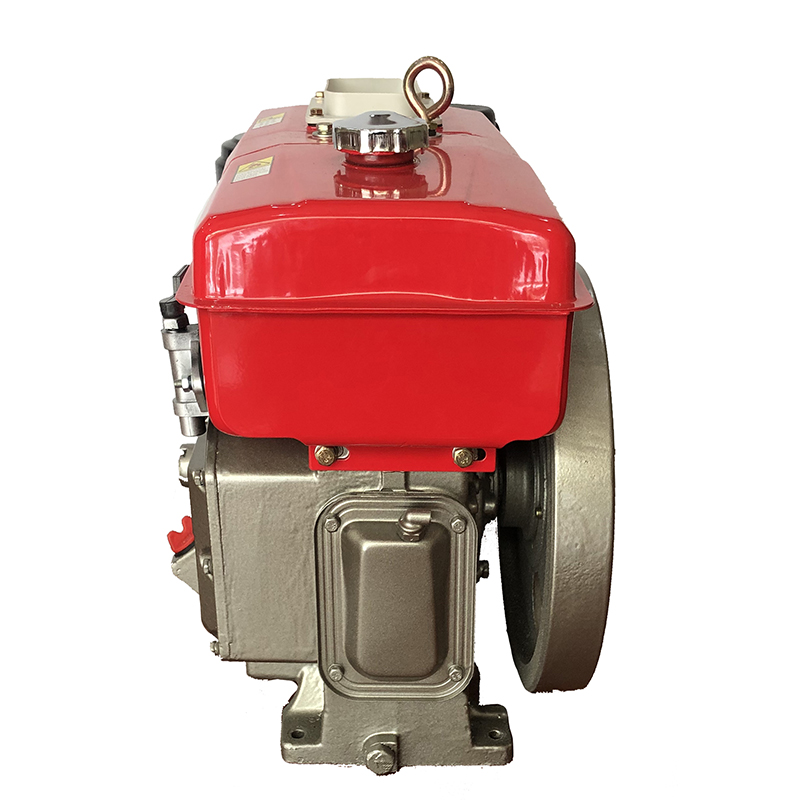 Side view of R180 diesel engine with fuel tank