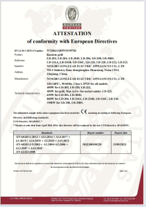ATTESTATION 
of conformity with European Directives