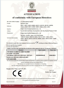 ATTESTATION 
of conformity with European Directives