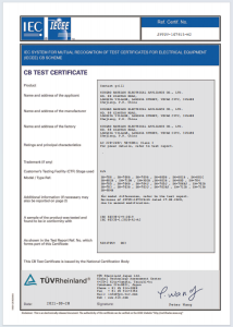 CB TEST CERTIFICATE