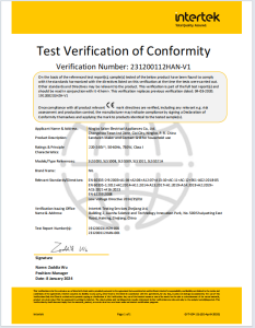 Test Verification of Conformity
