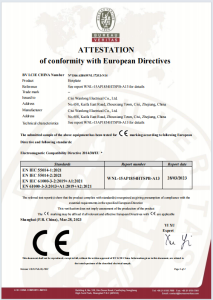 ATTESTATION 
of conformity with European Directives