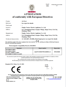 ATTESTATION 
of conformity with European Directives
