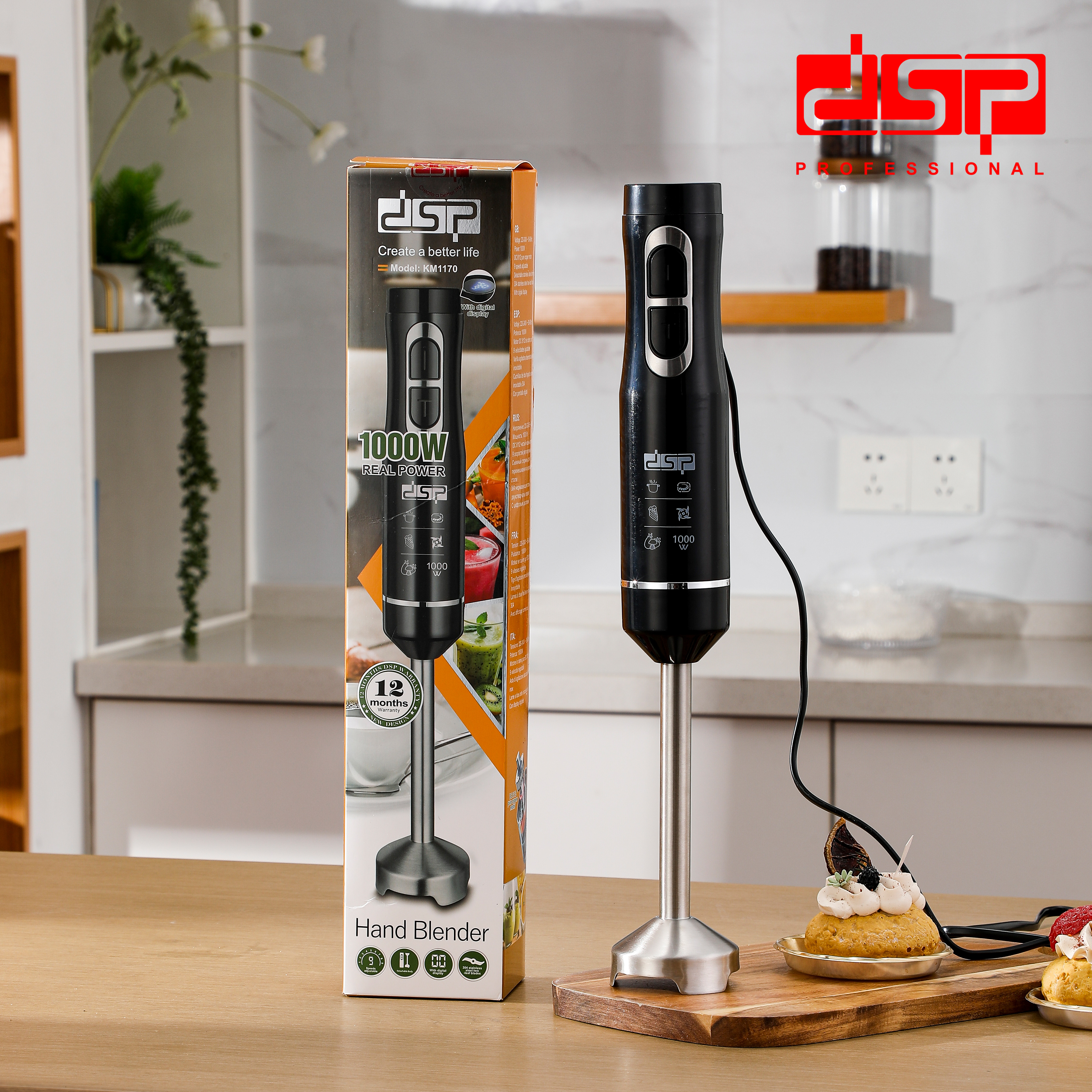 DSP hand mixer KM1170 with 1000W pure copper motor and digital speed display