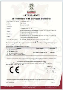 ATTESTATION 
of conformity with European Directives