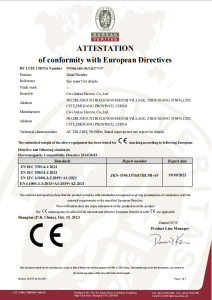 ATTESTATION
of conformity with European Directives