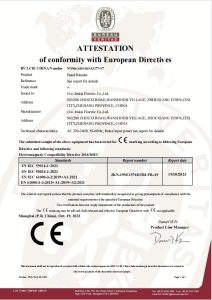 ATTESTATION 
of conformity with European Directives