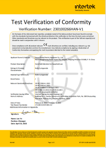 Test Verification of Conformity