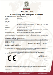 ATTESTATION
of conformity with European Directives